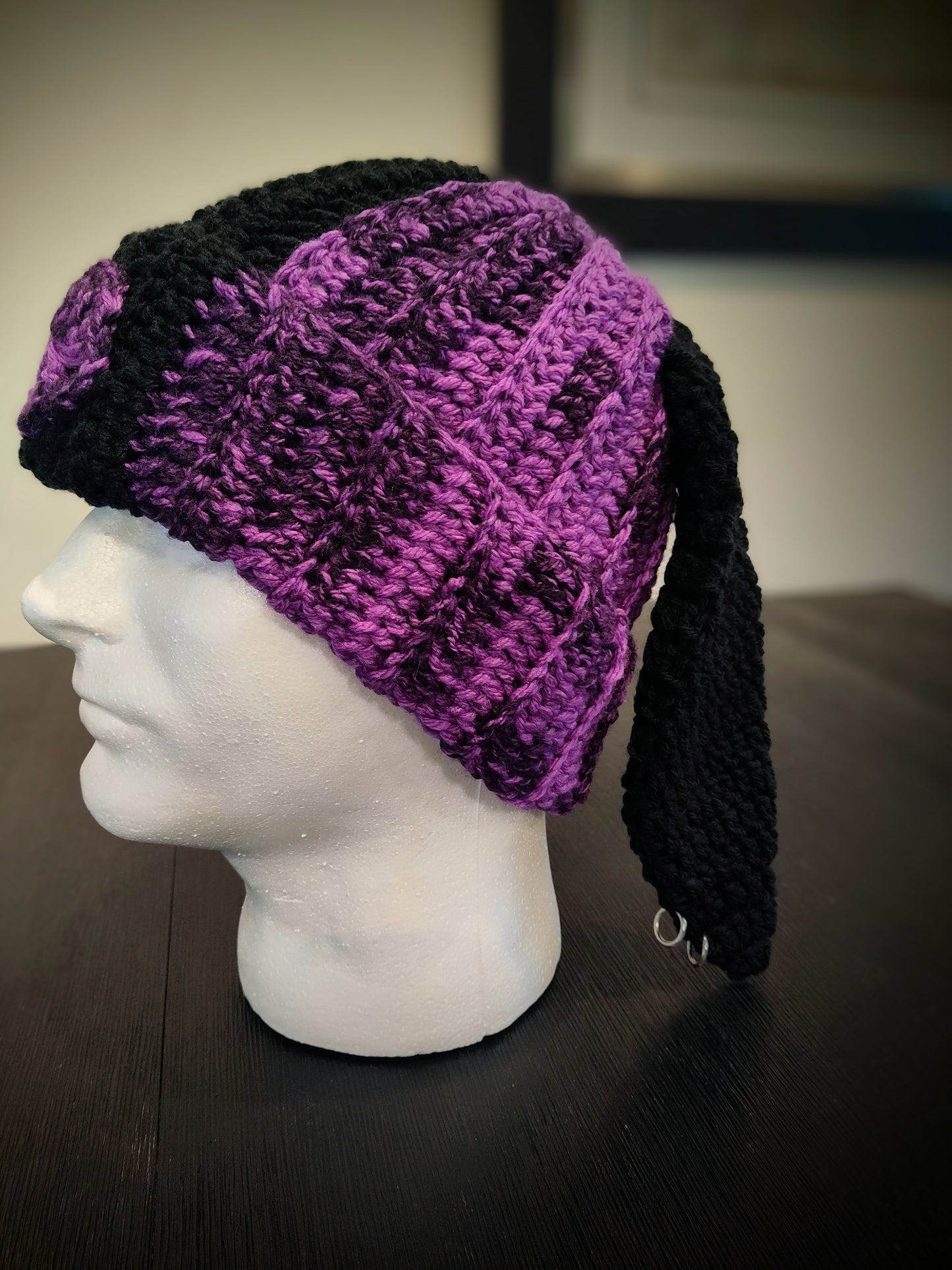 Bunny Ear Skull Beanie in Peculiar Purple & Black