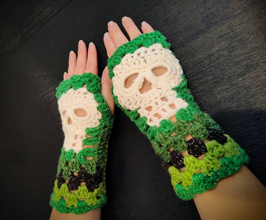 Granny Skull Fingerless Gloves